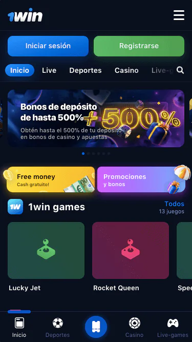 Capturas de pantalla de la App 1win oficial 01