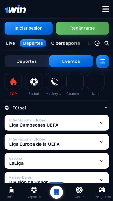 Capturas de pantalla de la App 1win oficial 03