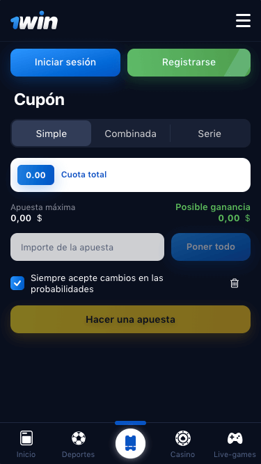 Capturas de pantalla de la App 1win oficial 05