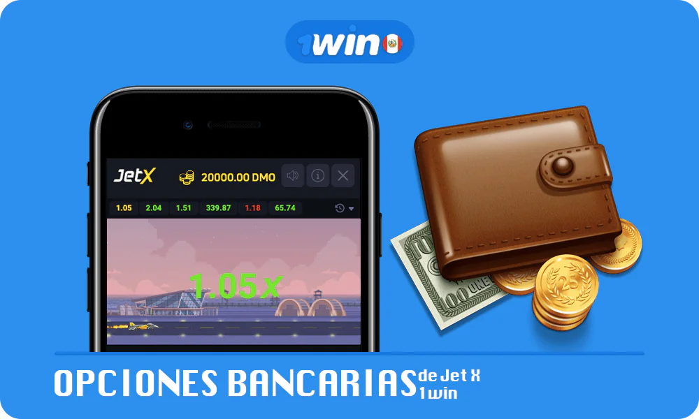 Listado con Opciones bancarias de Jet X 1win