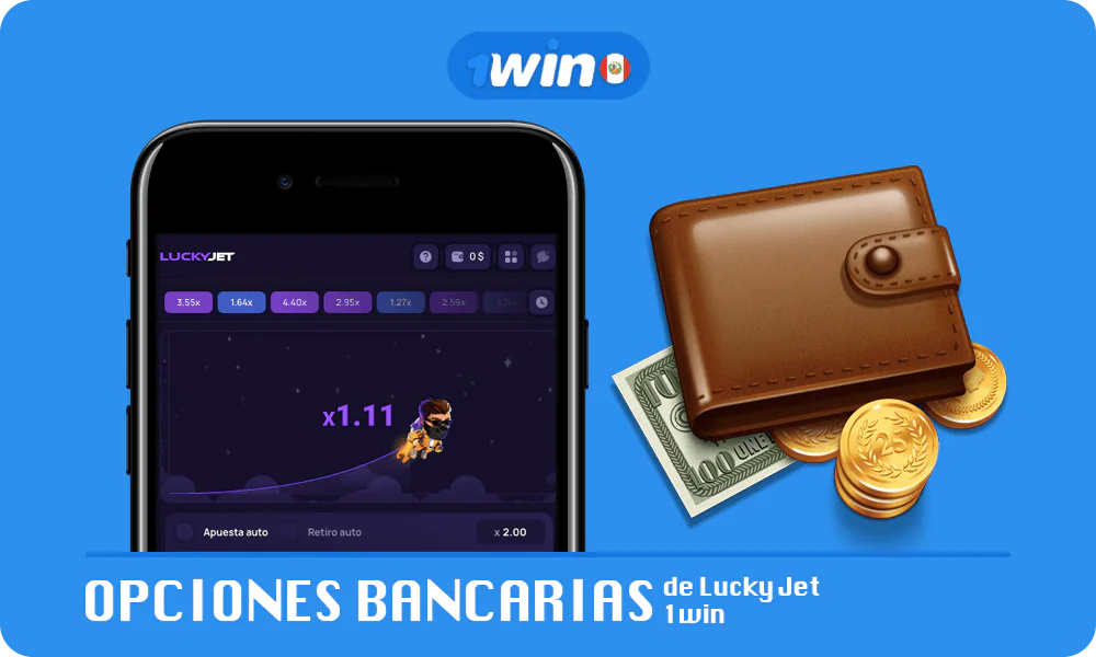 Lista corta con Opciones bancarias de Lucky Jet 1win