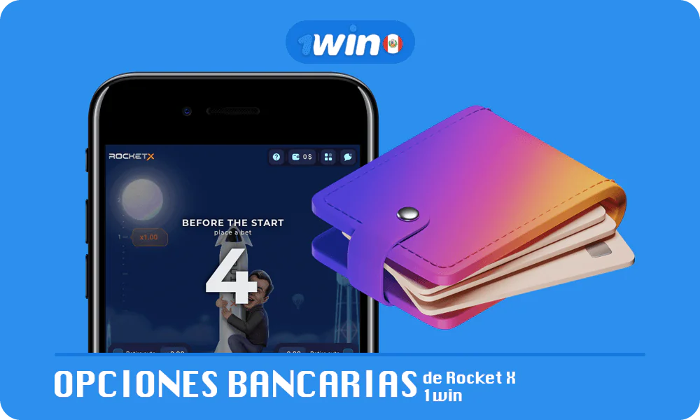 Lista corta con Opciones bancarias de Rocket X 1win