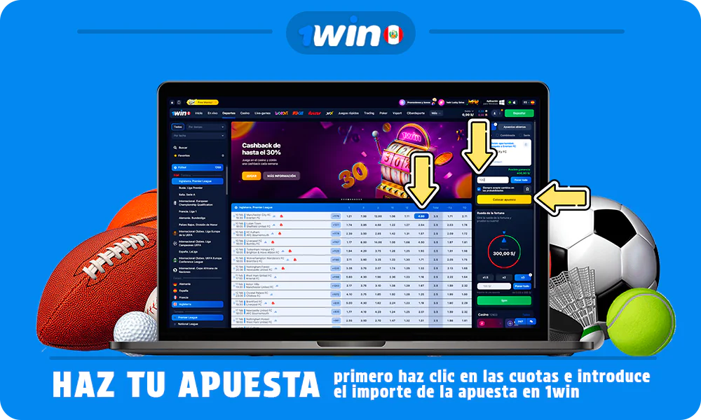 Haz tu apuesta primero haz clic en las cuotas e introduce el importe de la apuesta en 1win